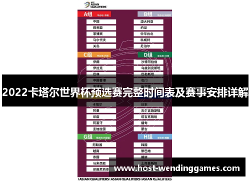 2022卡塔尔世界杯预选赛完整时间表及赛事安排详解